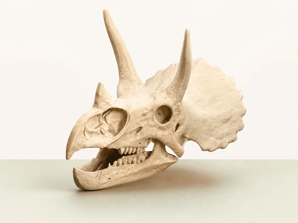 Cráneo de Triceratops color hueso
